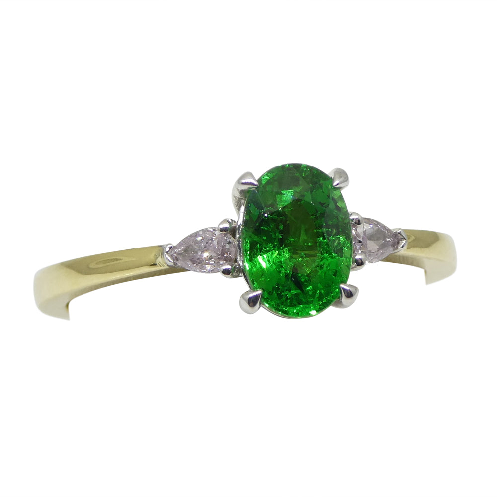 1.10ct Tsavorite Garnet & Pink Diamond Ring set in 18k Yellow and White Gold - Skyjems Wholesale Gemstones