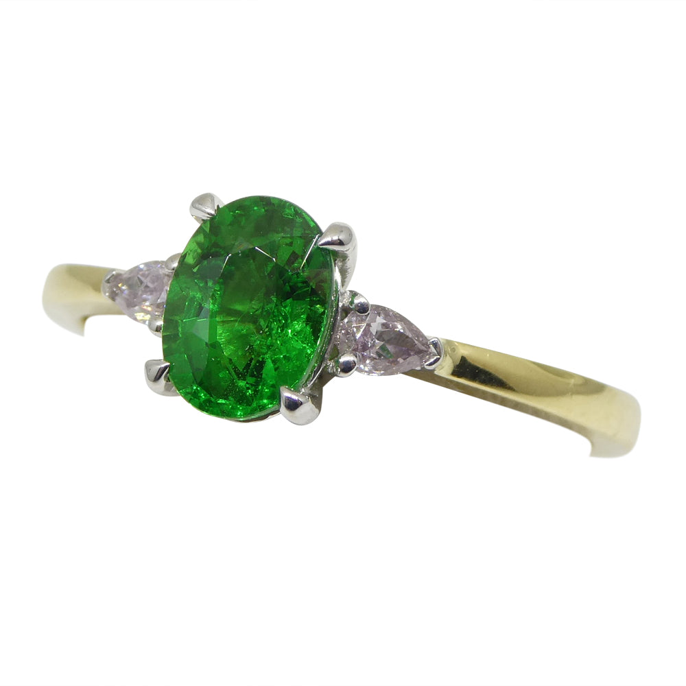 1.10ct Tsavorite Garnet & Pink Diamond Ring set in 18k Yellow and White Gold - Skyjems Wholesale Gemstones