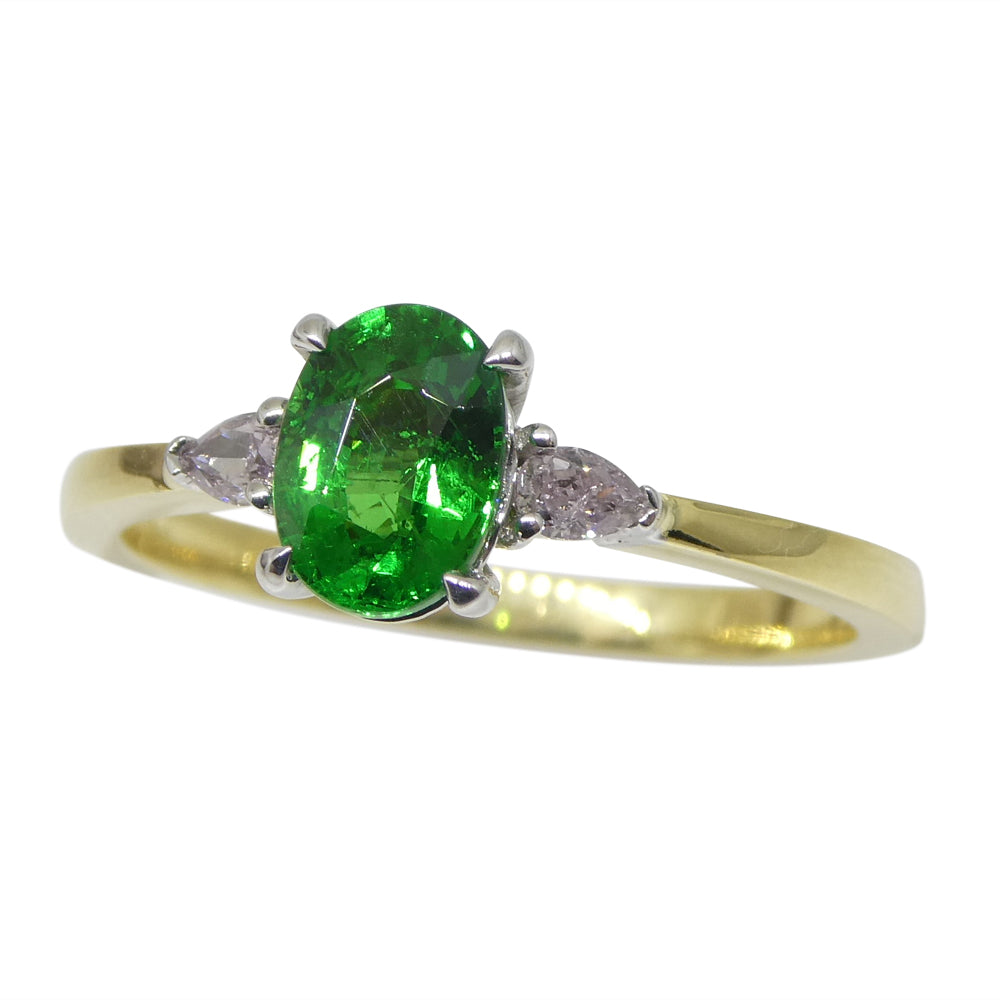 1.10ct Tsavorite Garnet & Pink Diamond Ring set in 18k Yellow and White Gold - Skyjems Wholesale Gemstones