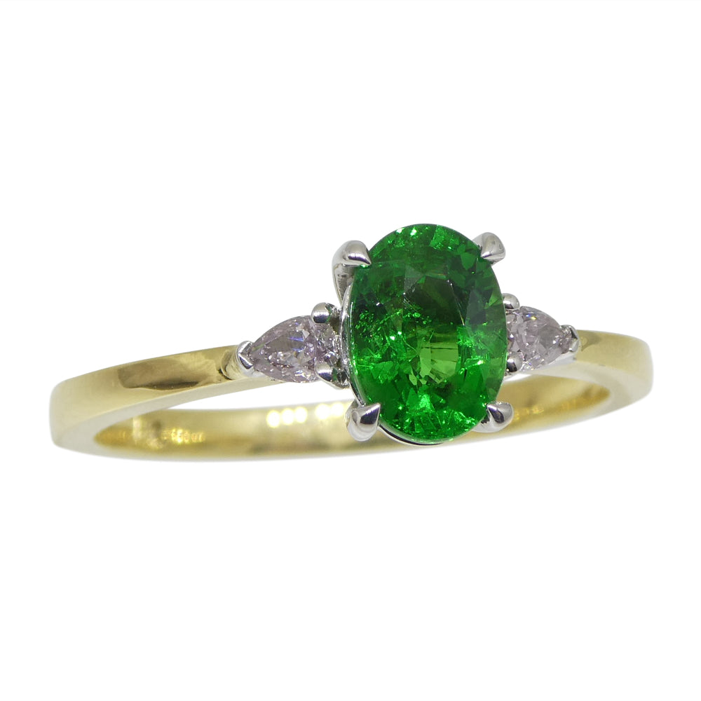 1.10ct Tsavorite Garnet & Pink Diamond Ring set in 18k Yellow and White Gold - Skyjems Wholesale Gemstones