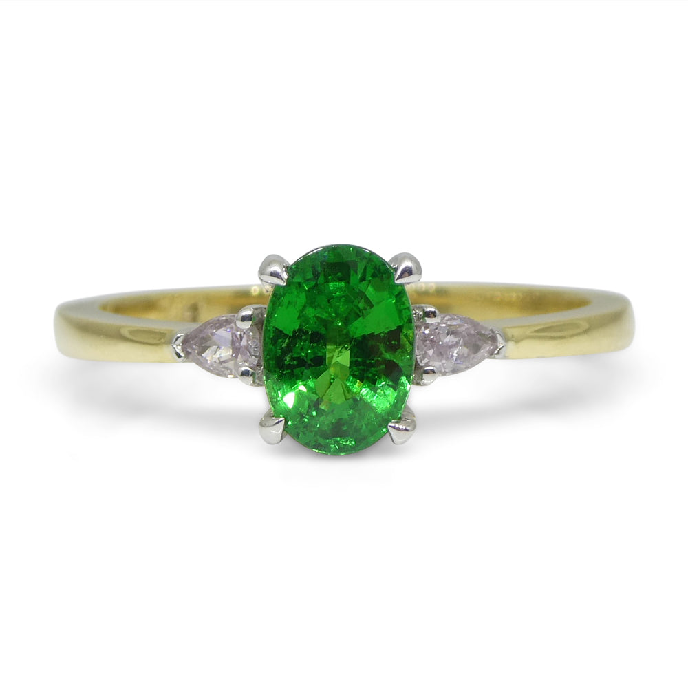 1.10ct Tsavorite Garnet & Pink Diamond Ring set in 18k Yellow and White Gold - Skyjems Wholesale Gemstones