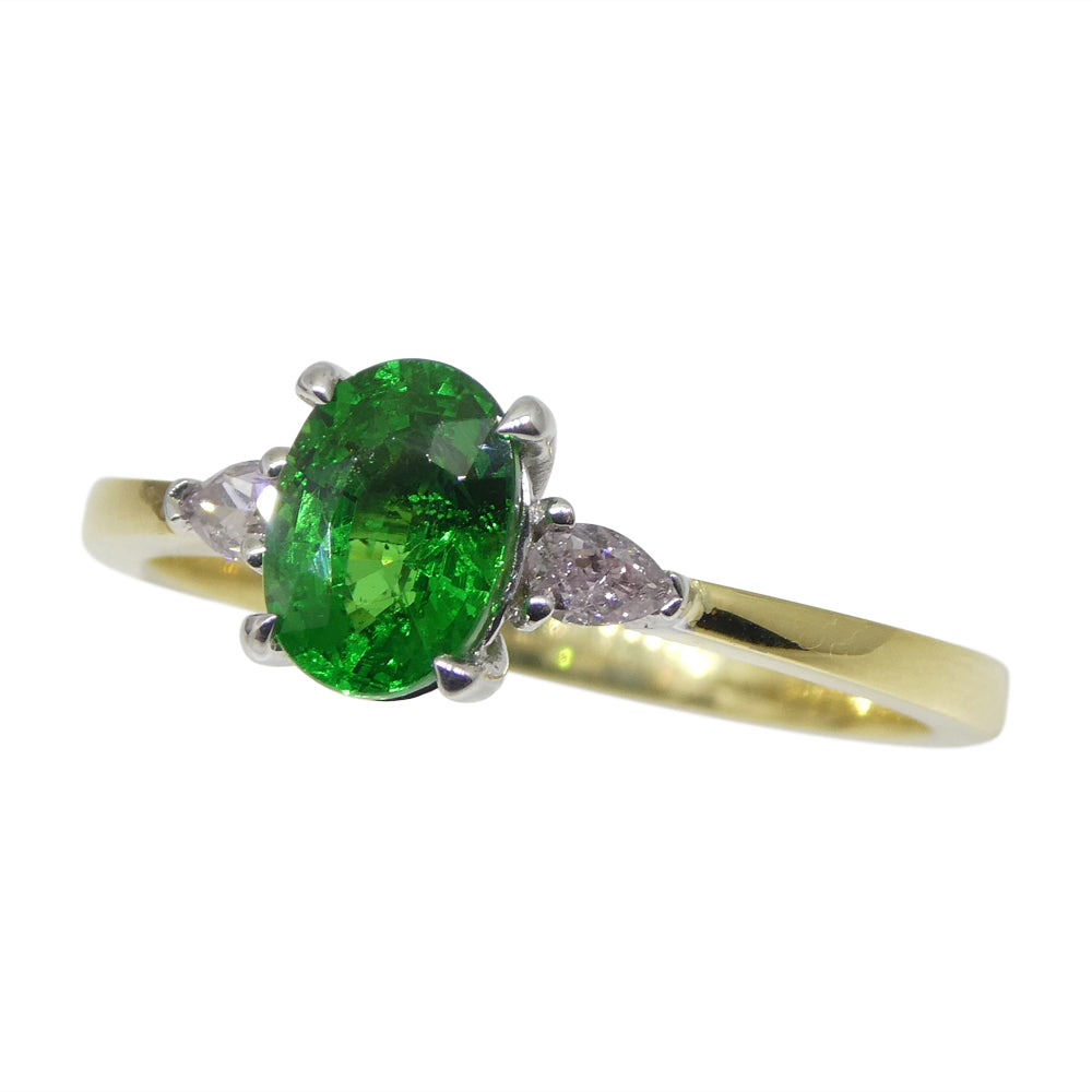 1.10ct Tsavorite Garnet & Pink Diamond Ring set in 18k Yellow and White Gold - Skyjems Wholesale Gemstones