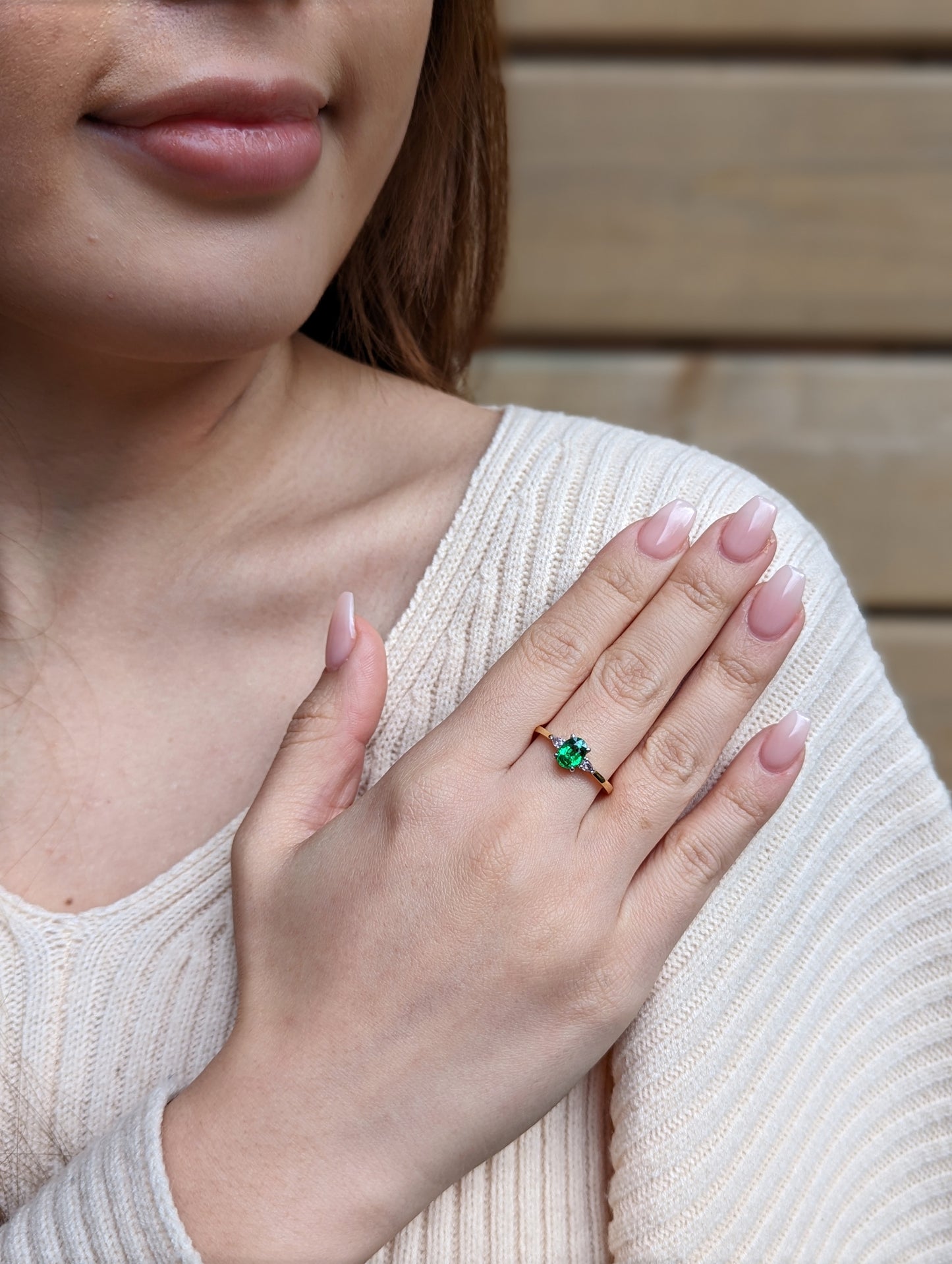 1.10ct Tsavorite Garnet & Pink Diamond Ring set in 18k Yellow and White Gold - Skyjems Wholesale Gemstones