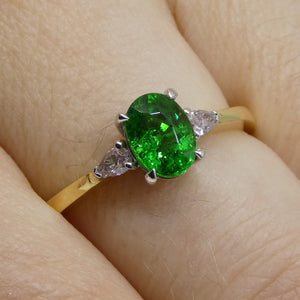 1.10ct Tsavorite Garnet & Pink Diamond Ring set in 18k Yellow and White Gold - Skyjems Wholesale Gemstones