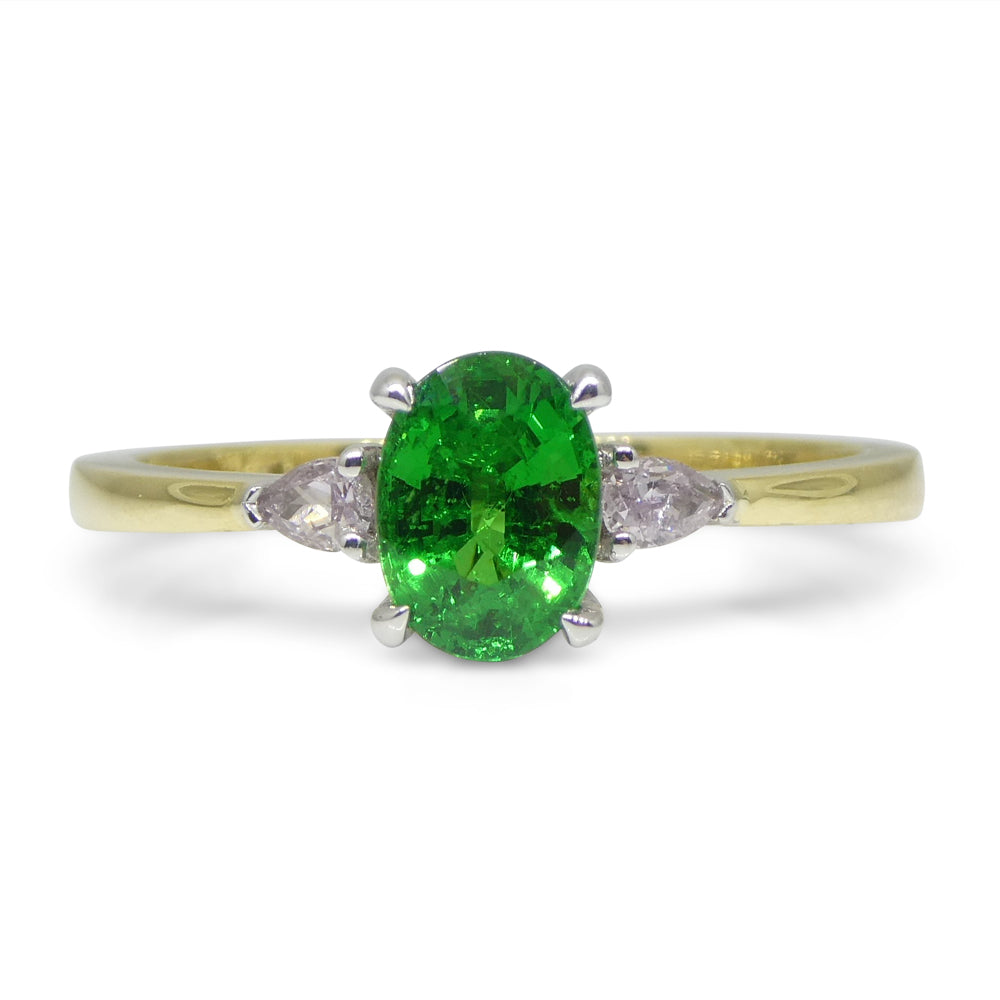 1.10ct Tsavorite Garnet & Pink Diamond Ring set in 18k Yellow and White Gold - Skyjems Wholesale Gemstones