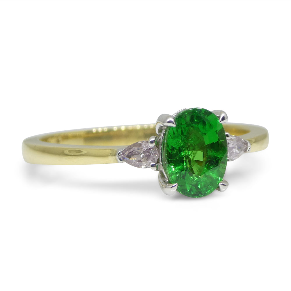 1.10ct Tsavorite Garnet & Pink Diamond Ring set in 18k Yellow and White Gold - Skyjems Wholesale Gemstones