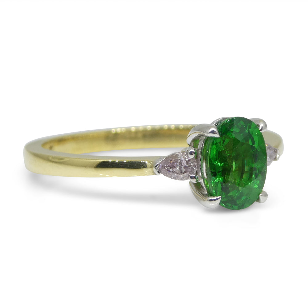 1.10ct Tsavorite Garnet & Pink Diamond Ring set in 18k Yellow and White Gold - Skyjems Wholesale Gemstones