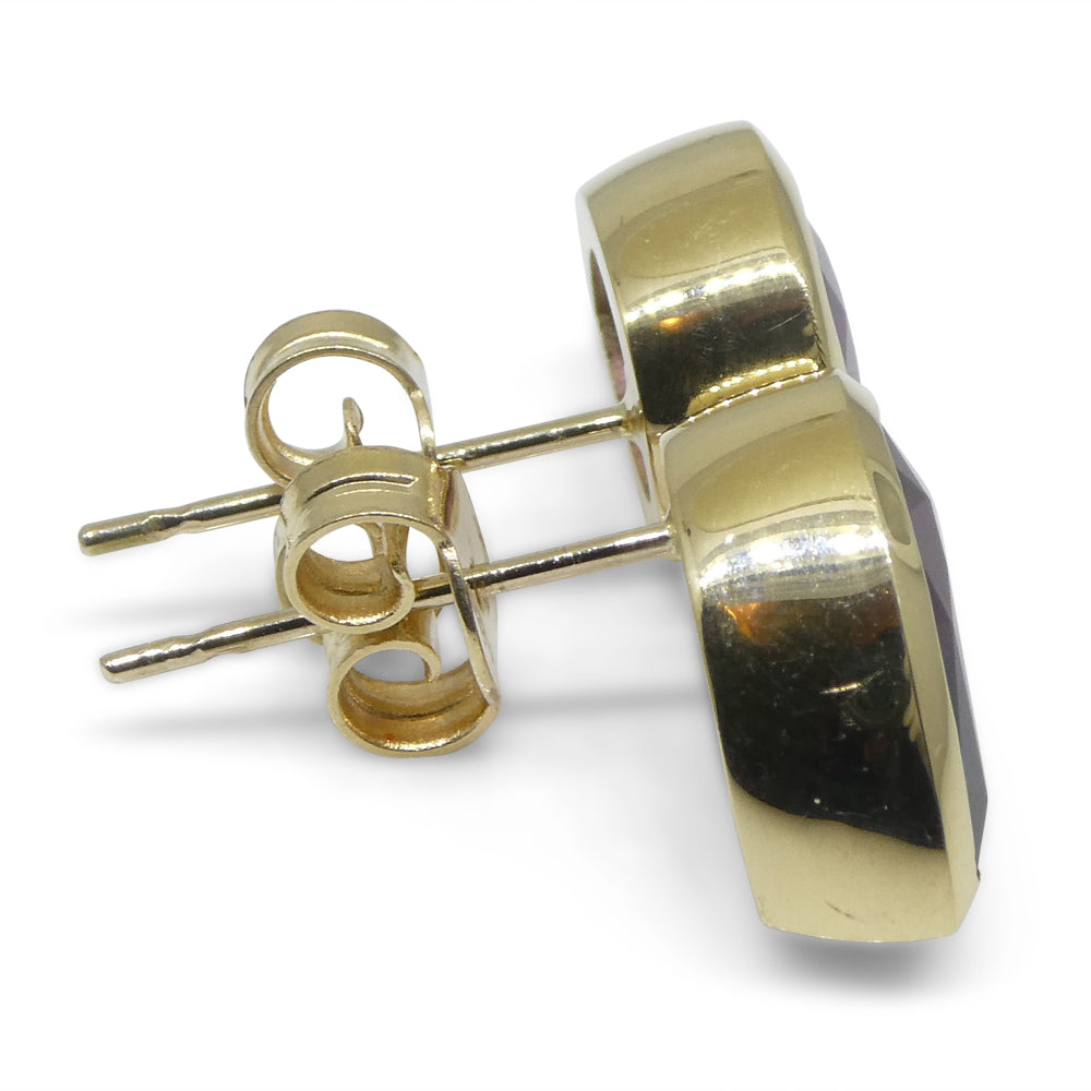 4.66ct Pear Rhodolite Garnet Stud Earrings set in 14k Yellow Gold - Skyjems Wholesale Gemstones