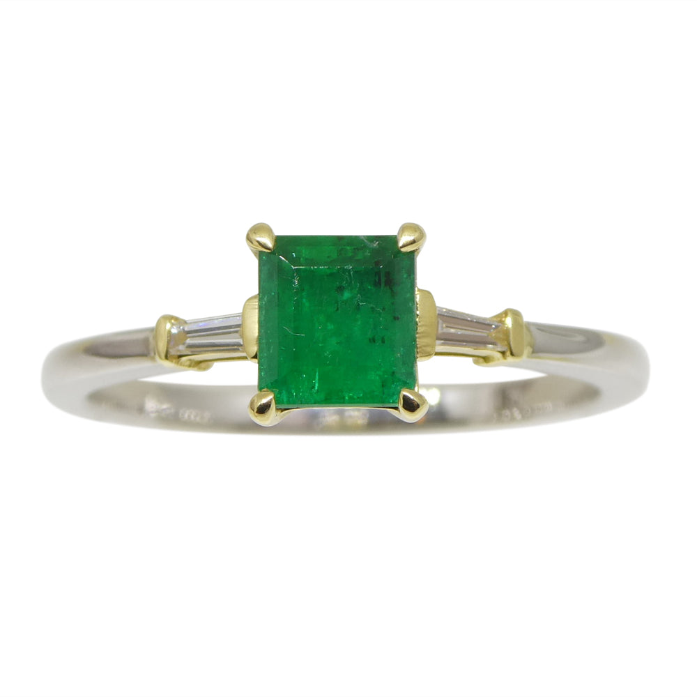 0.68ct Colombian Emerald Diamond Ring set in 18k White and Yellow Gold - Skyjems Wholesale Gemstones