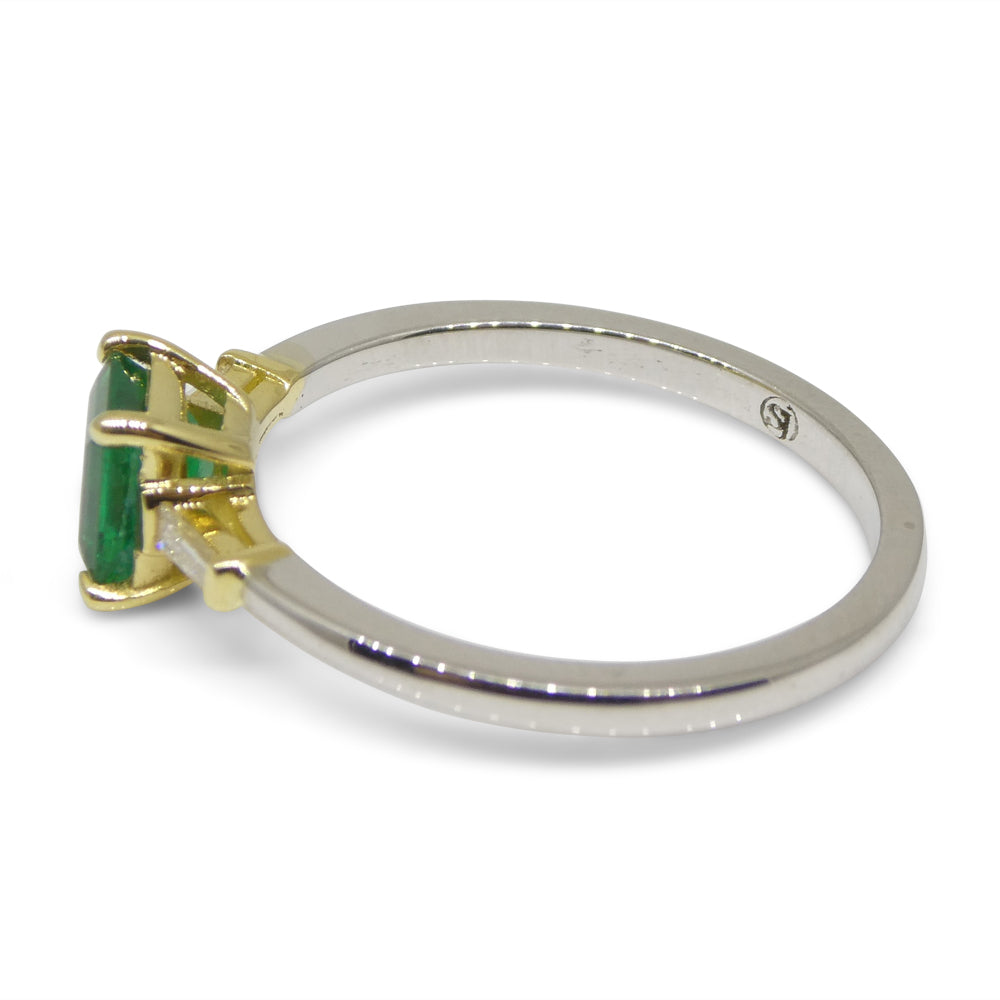 0.68ct Colombian Emerald Diamond Ring set in 18k White and Yellow Gold - Skyjems Wholesale Gemstones