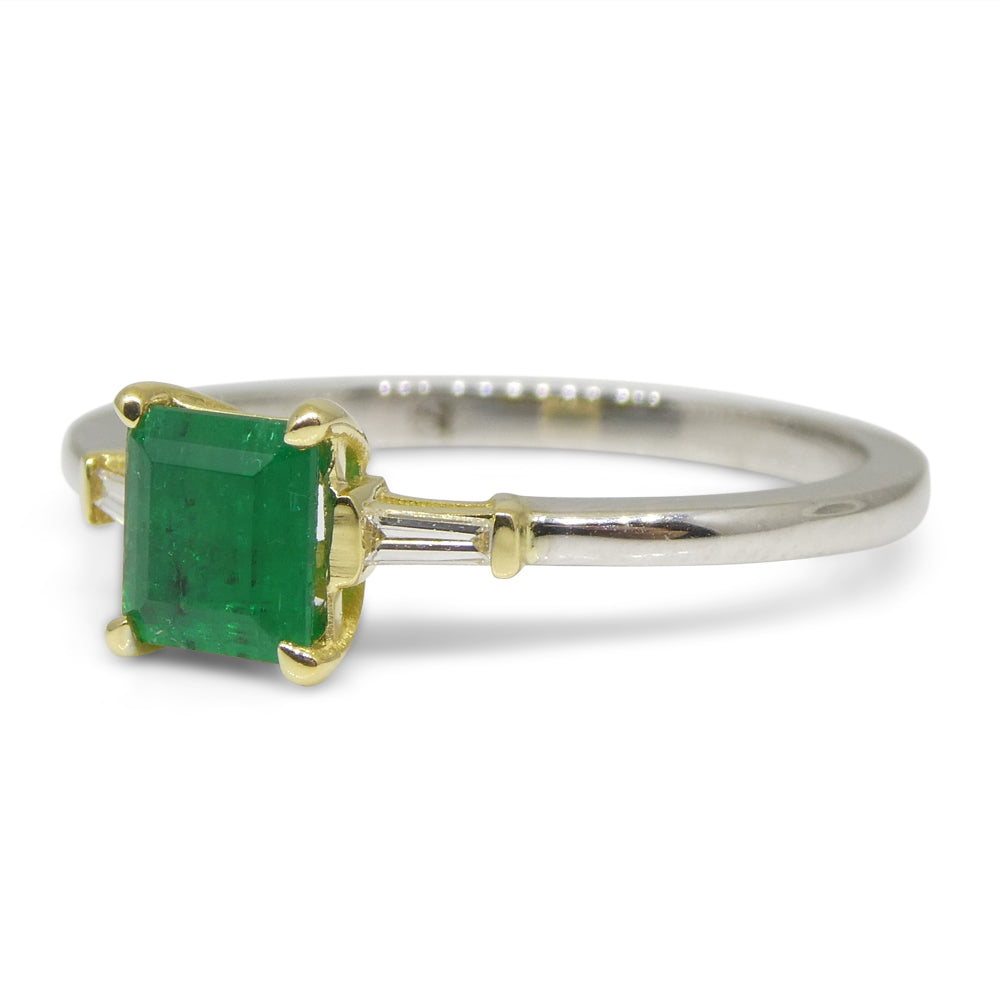 0.68ct Colombian Emerald Diamond Ring set in 18k White and Yellow Gold - Skyjems Wholesale Gemstones