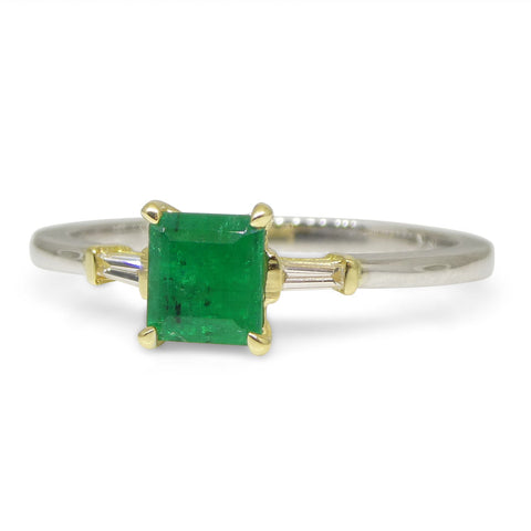 0.68ct Colombian Emerald Diamond Statement or Engagement Ring set in 18k White and Yellow Gold