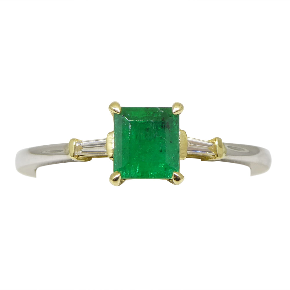 0.68ct Colombian Emerald Diamond Ring set in 18k White and Yellow Gold - Skyjems Wholesale Gemstones