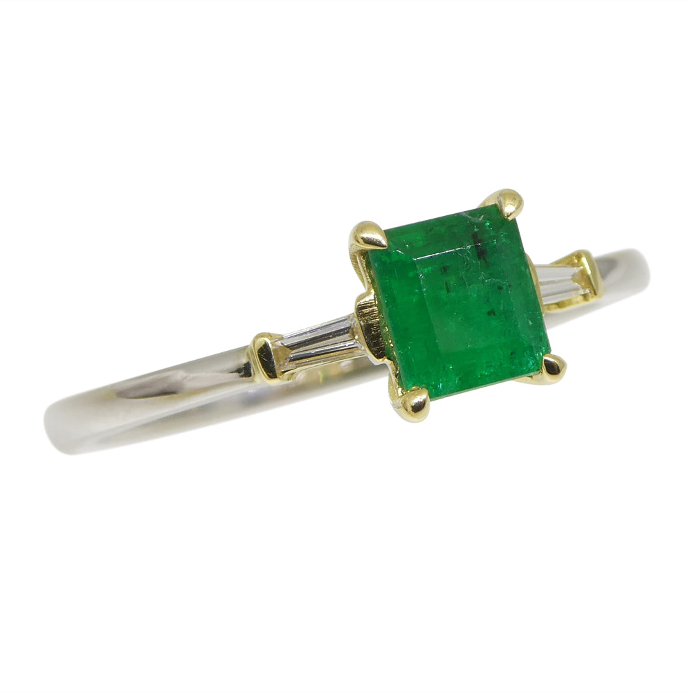 0.68ct Colombian Emerald Diamond Ring set in 18k White and Yellow Gold - Skyjems Wholesale Gemstones