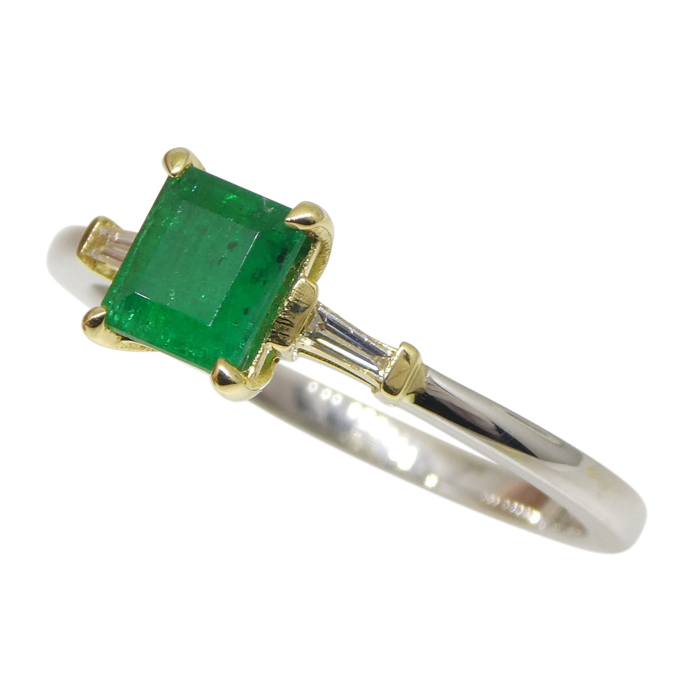 0.68ct Colombian Emerald Diamond Ring set in 18k White and Yellow Gold - Skyjems Wholesale Gemstones