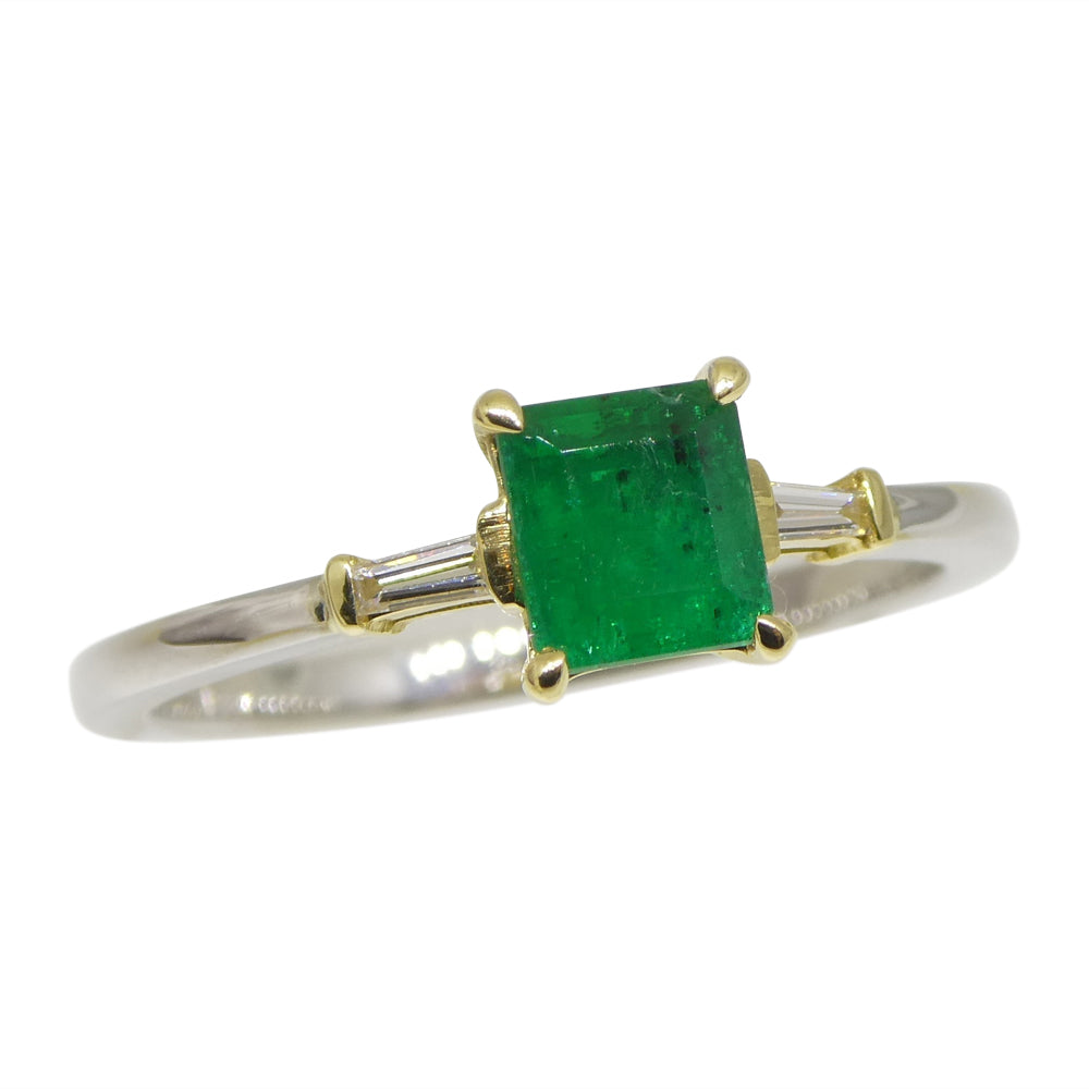 0.68ct Colombian Emerald Diamond Ring set in 18k White and Yellow Gold - Skyjems Wholesale Gemstones