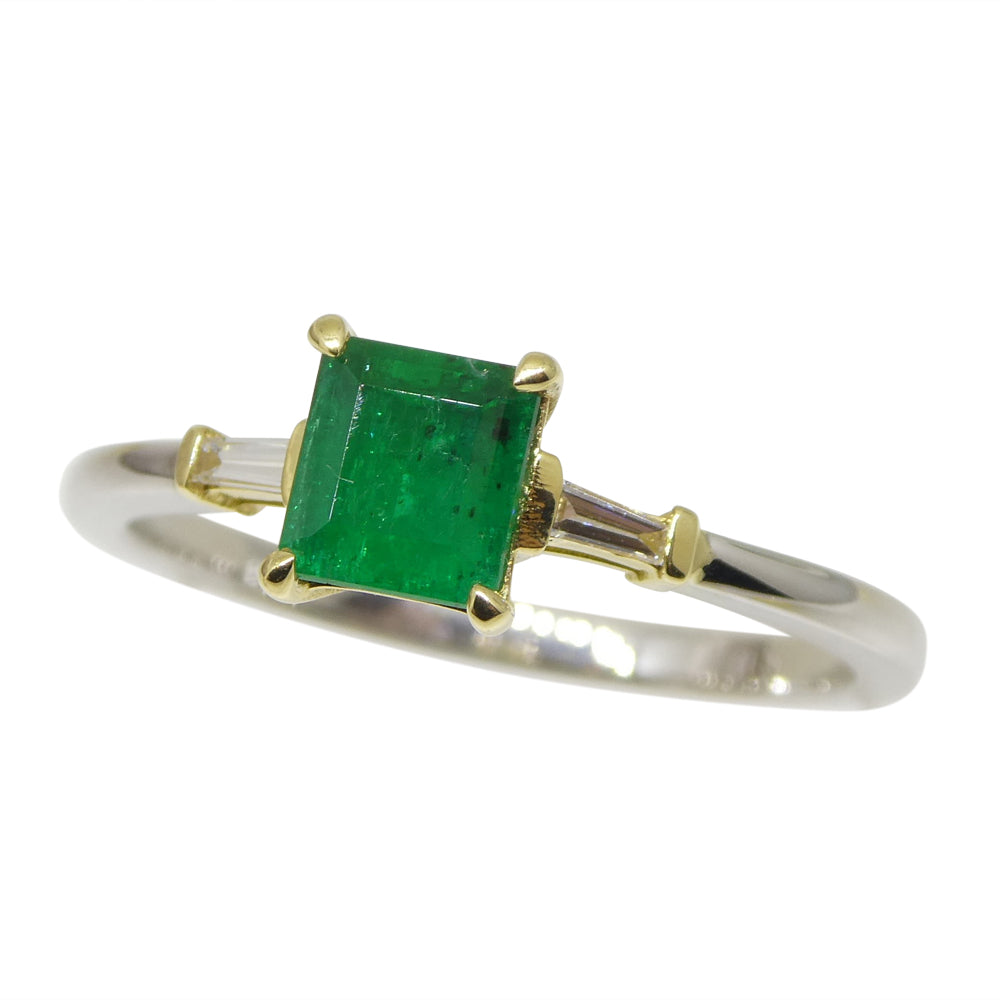 0.68ct Colombian Emerald Diamond Ring set in 18k White and Yellow Gold - Skyjems Wholesale Gemstones