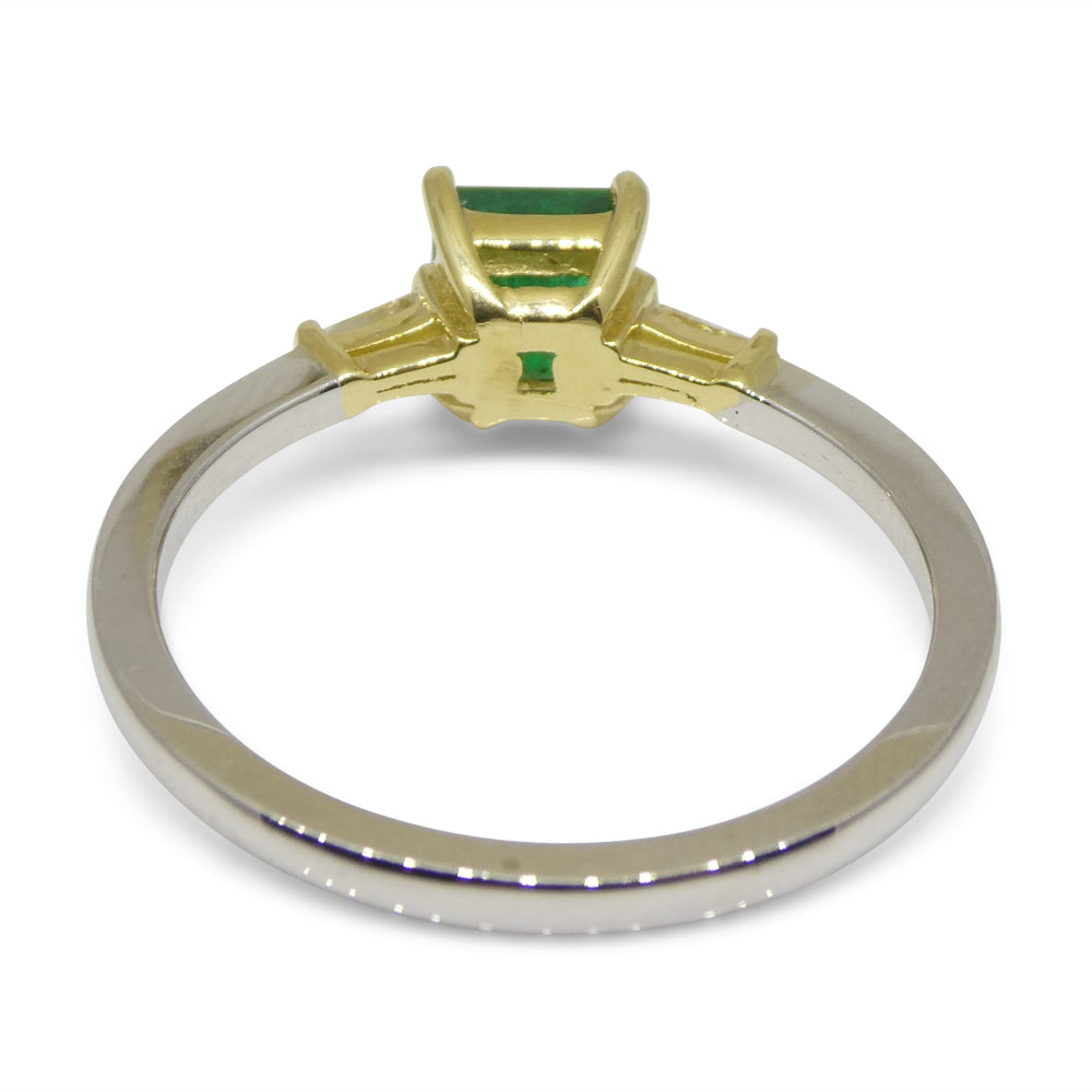 0.68ct Colombian Emerald Diamond Ring set in 18k White and Yellow Gold - Skyjems Wholesale Gemstones