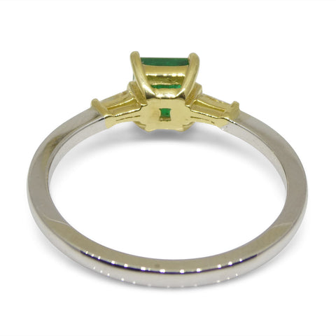 0.68ct Colombian Emerald Diamond Statement or Engagement Ring set in 18k White and Yellow Gold
