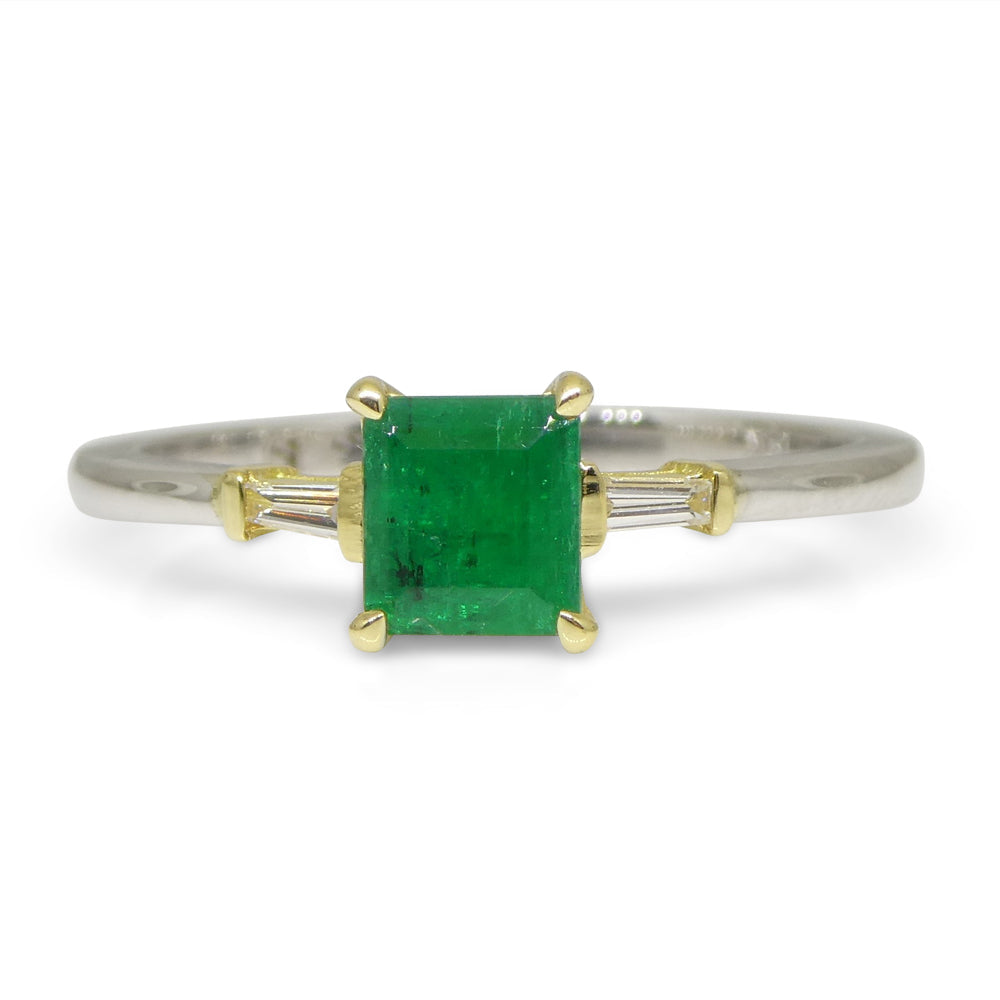 0.68ct Colombian Emerald Diamond Ring set in 18k White and Yellow Gold - Skyjems Wholesale Gemstones