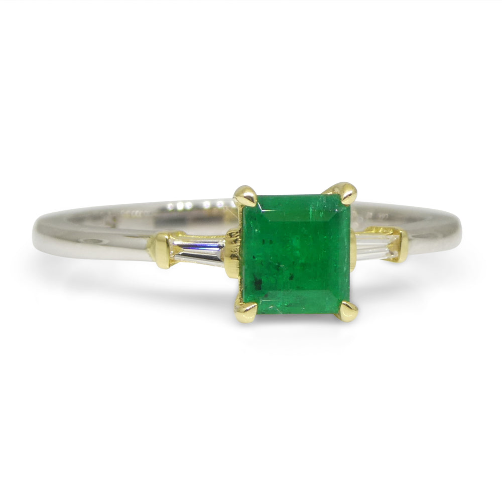 0.68ct Colombian Emerald Diamond Ring set in 18k White and Yellow Gold - Skyjems Wholesale Gemstones