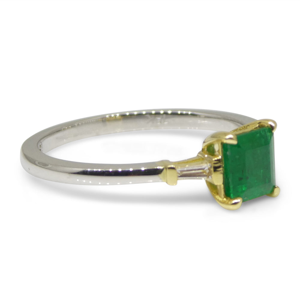 0.68ct Colombian Emerald Diamond Ring set in 18k White and Yellow Gold - Skyjems Wholesale Gemstones