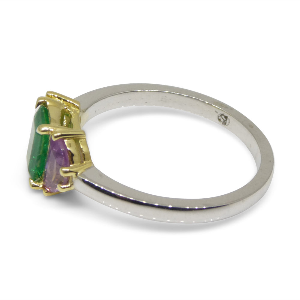 0.65ct Colombian Emerald & Sapphire Ring set in 18k White and Yellow Gold - Skyjems Wholesale Gemstones