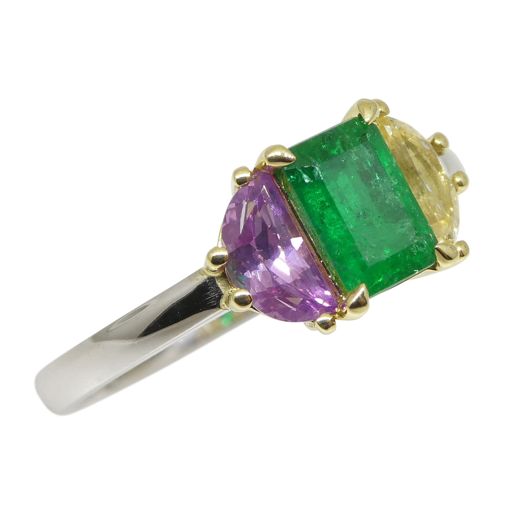 0.65ct Colombian Emerald & Sapphire Ring set in 18k White and Yellow Gold - Skyjems Wholesale Gemstones