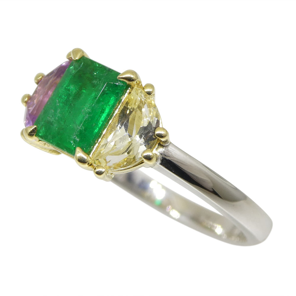 0.65ct Colombian Emerald & Sapphire Ring set in 18k White and Yellow Gold - Skyjems Wholesale Gemstones