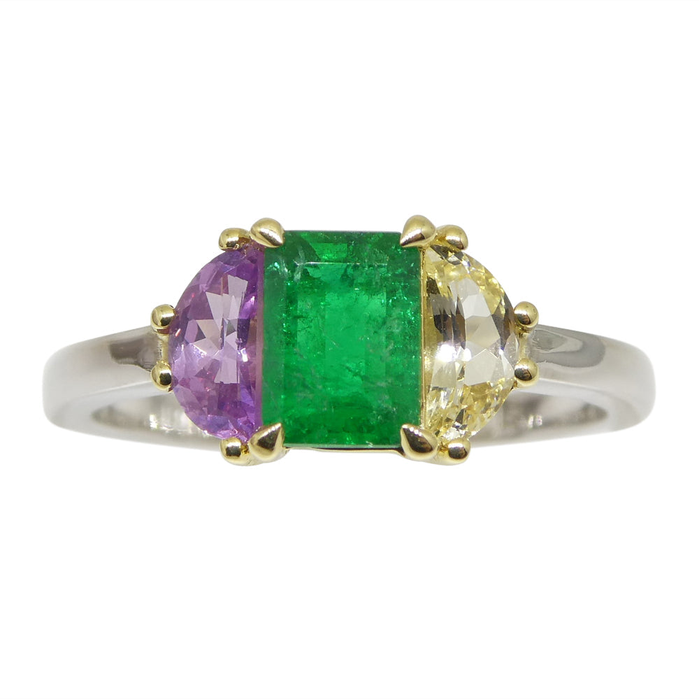 0.65ct Colombian Emerald & Sapphire Ring set in 18k White and Yellow Gold - Skyjems Wholesale Gemstones