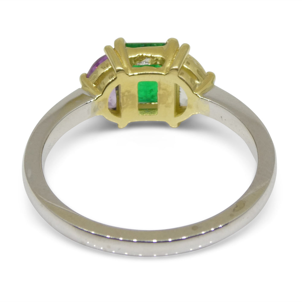 0.65ct Colombian Emerald & Sapphire Ring set in 18k White and Yellow Gold - Skyjems Wholesale Gemstones