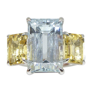 7.08ct Aquamarine, Heliodor & Diamond Cocktail Ring set in 14k White Gold - Skyjems Wholesale Gemstones