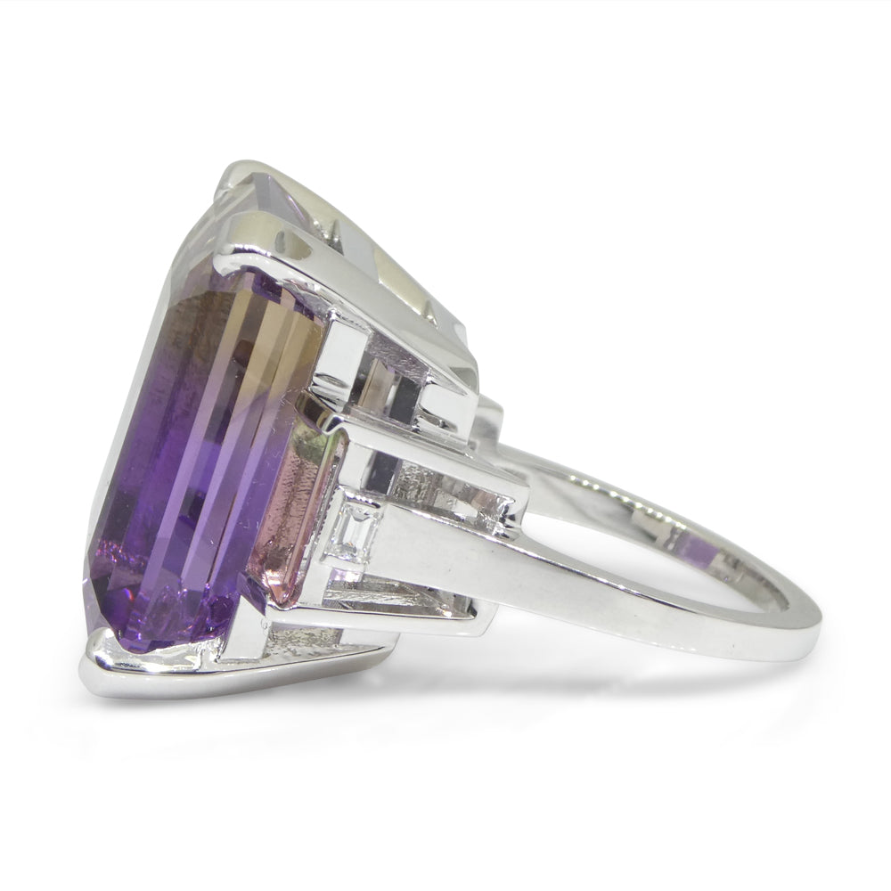 28ct Ametrine, Tourmaline and Diamond Cocktail Ring set in 14k White Gold - Skyjems Wholesale Gemstones