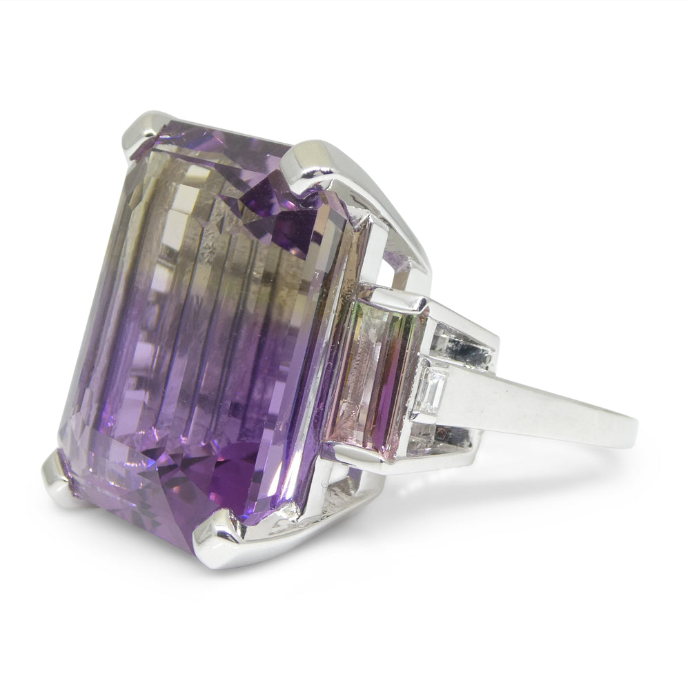 28ct Ametrine, Tourmaline and Diamond Cocktail Ring set in 14k White Gold - Skyjems Wholesale Gemstones