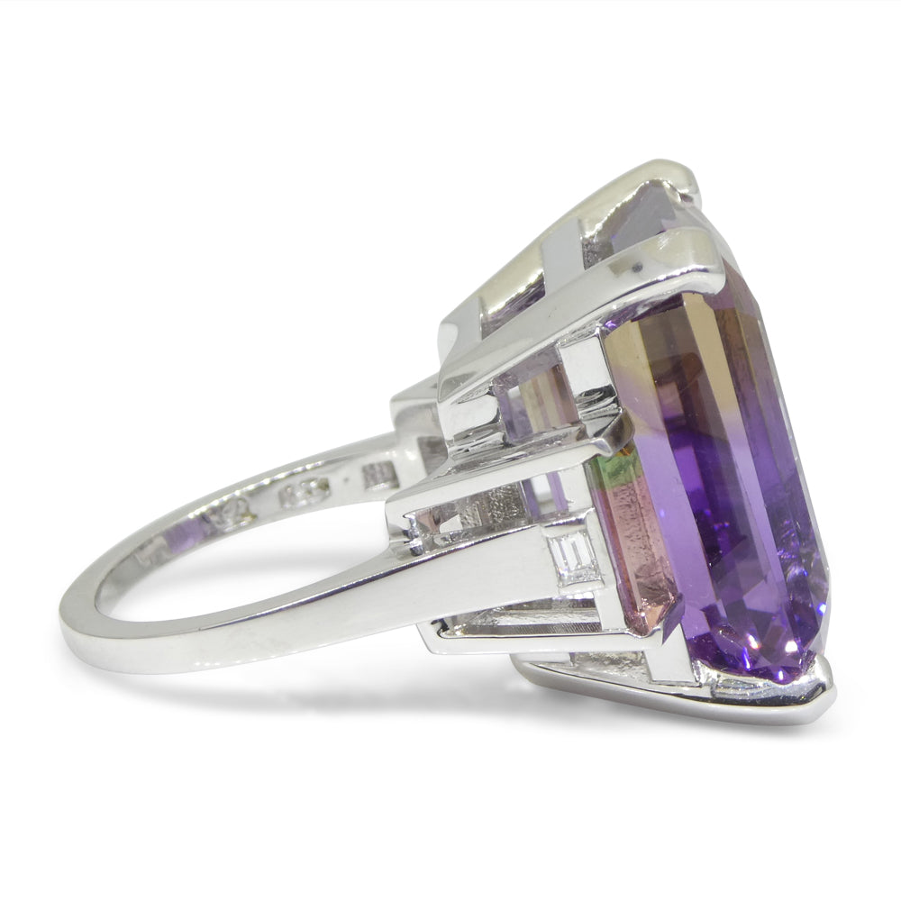 28ct Ametrine, Tourmaline and Diamond Cocktail Ring set in 14k White Gold - Skyjems Wholesale Gemstones