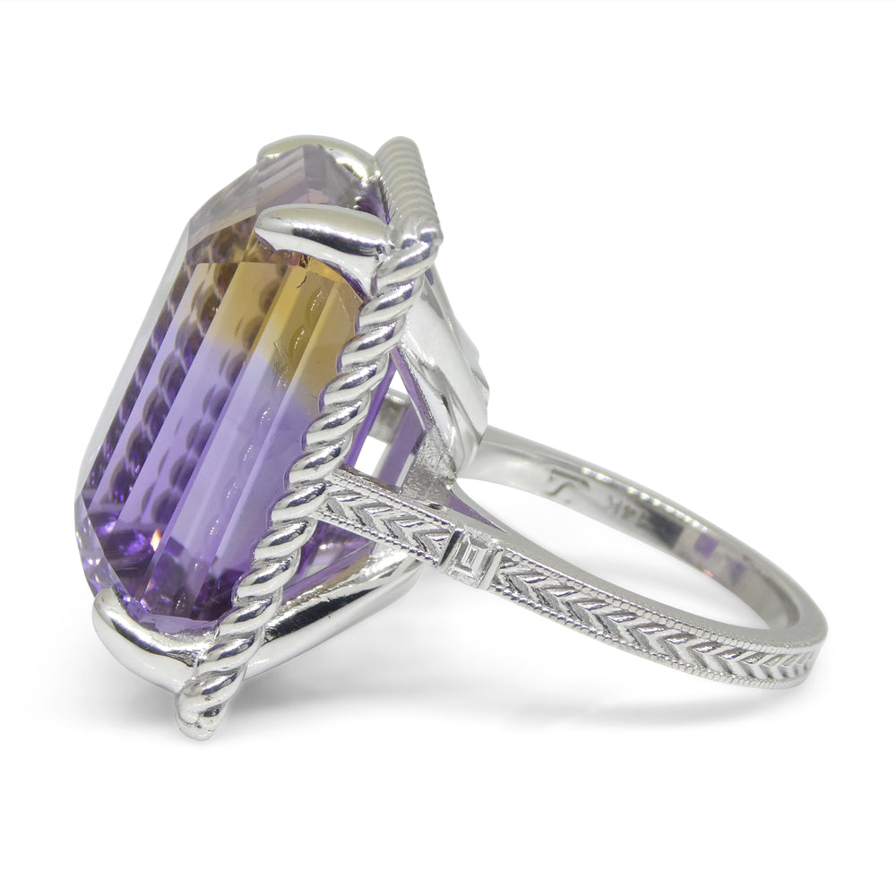 32ct Ametrine & Diamond Cocktail Ring set in 14k White Gold - Skyjems Wholesale Gemstones