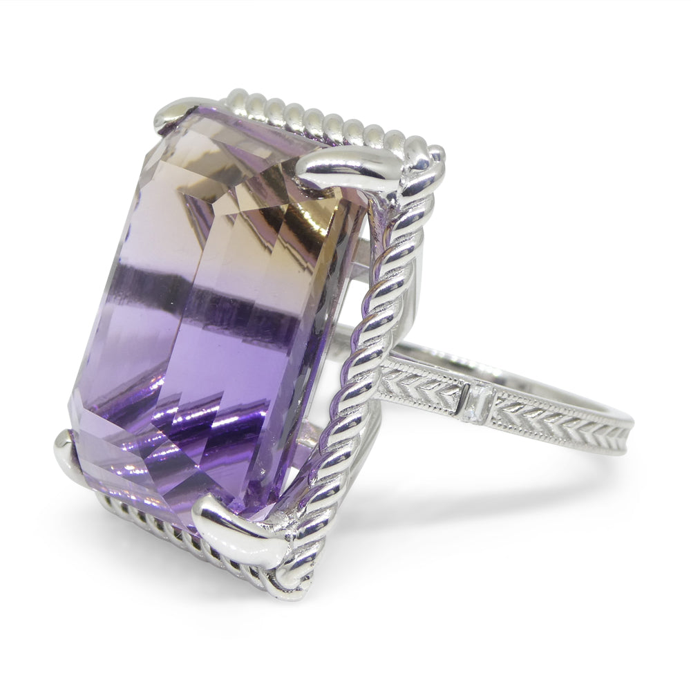 32ct Ametrine & Diamond Cocktail Ring set in 14k White Gold - Skyjems Wholesale Gemstones