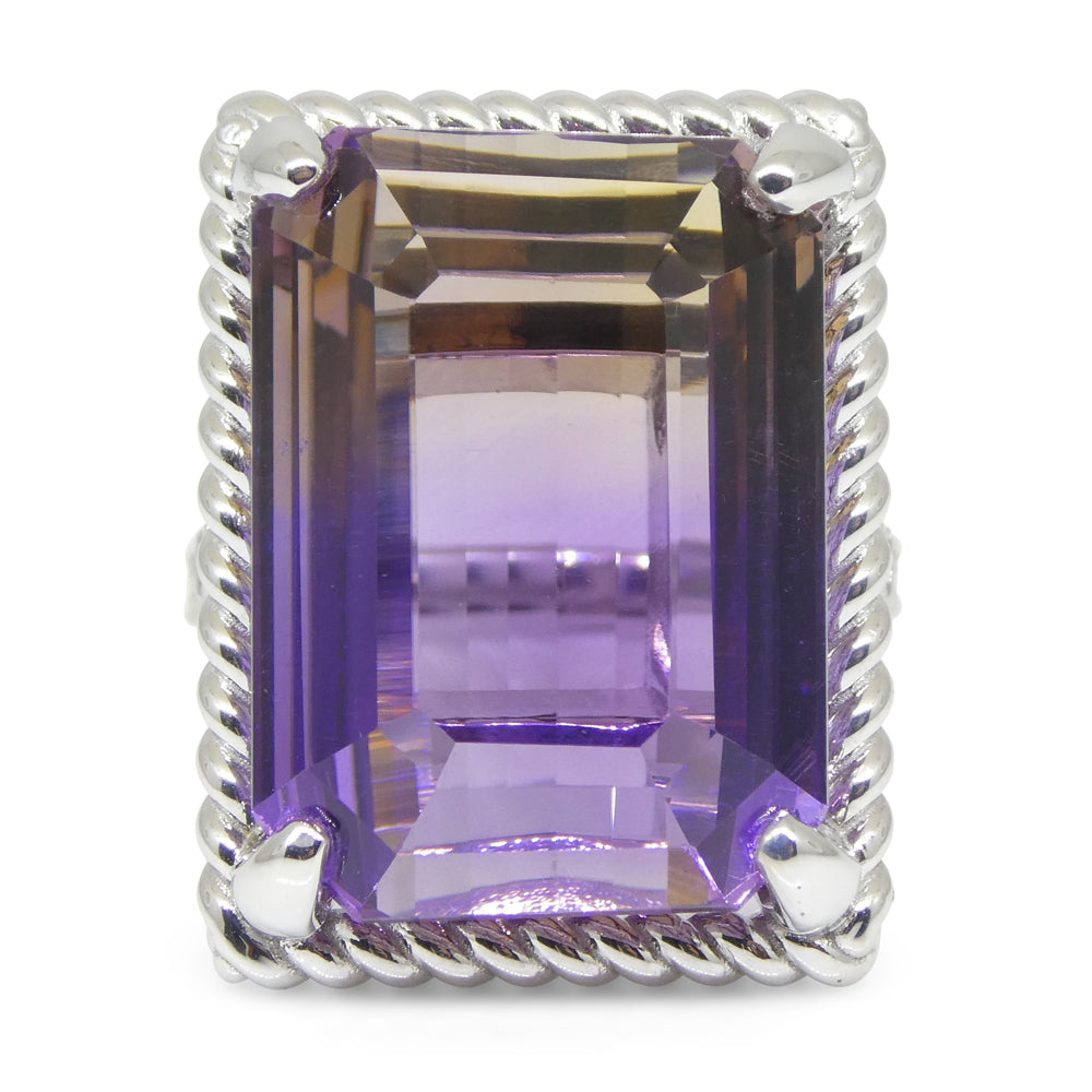 32ct Ametrine & Diamond Cocktail Ring set in 14k White Gold - Skyjems Wholesale Gemstones