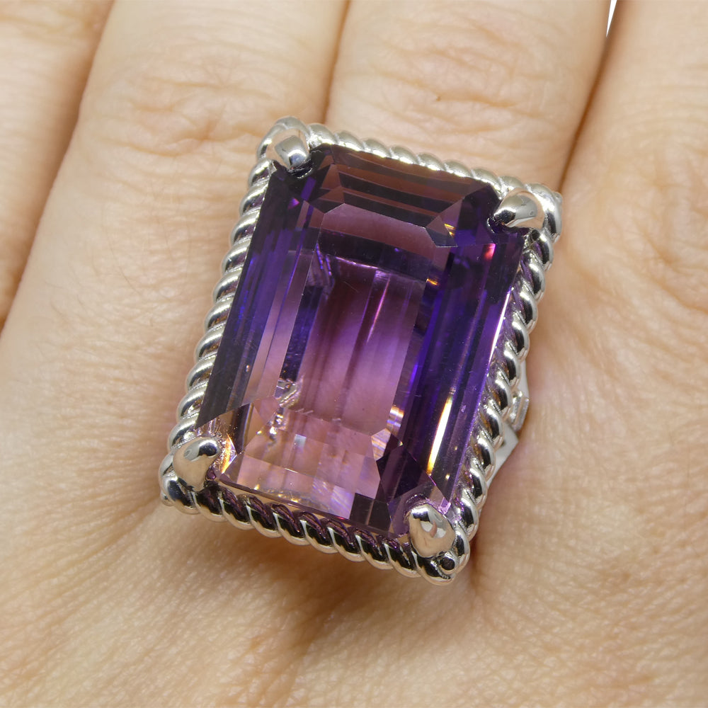 32ct Ametrine & Diamond Cocktail Ring set in 14k White Gold - Skyjems Wholesale Gemstones