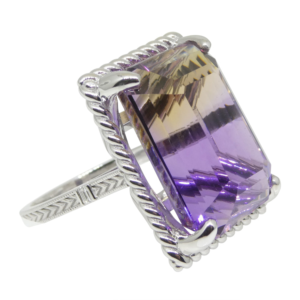 32ct Ametrine & Diamond Cocktail Ring set in 14k White Gold - Skyjems Wholesale Gemstones