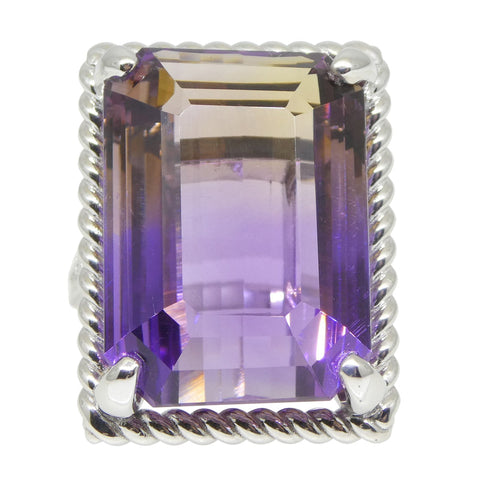 32ct Ametrine & Diamond Cocktail Ring set in 14k White Gold