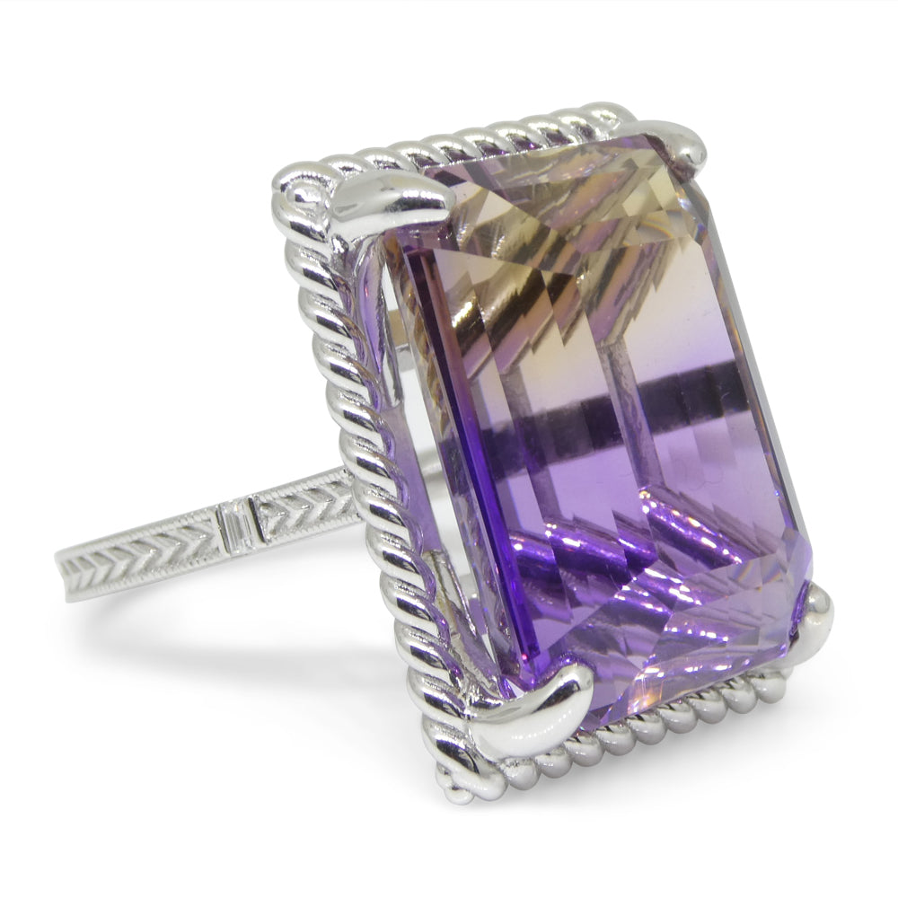 32ct Ametrine & Diamond Cocktail Ring set in 14k White Gold - Skyjems Wholesale Gemstones