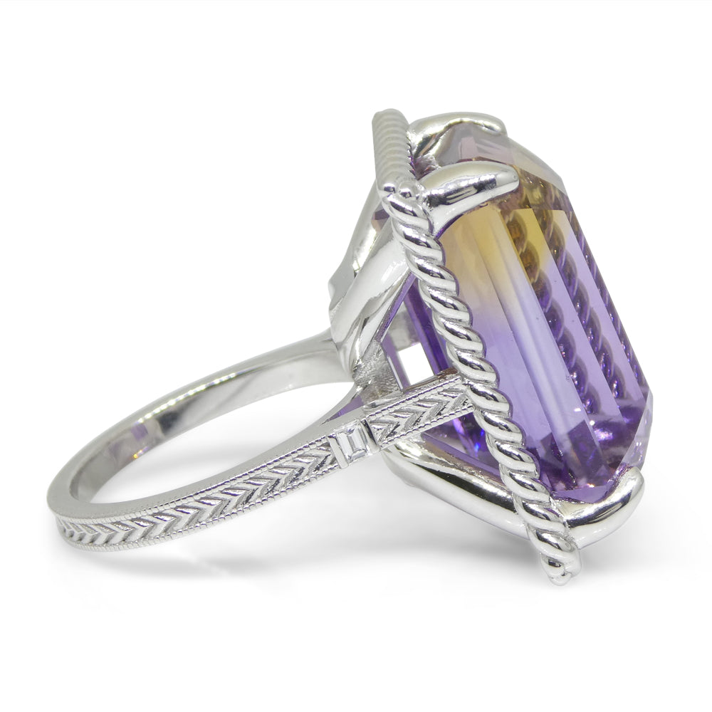 32ct Ametrine & Diamond Cocktail Ring set in 14k White Gold - Skyjems Wholesale Gemstones