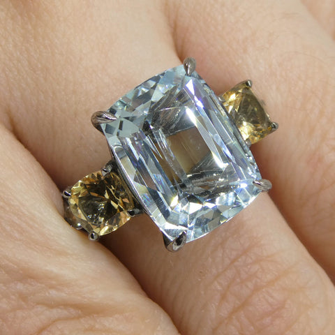 11.67ct Aquamarine, Heliodor & Diamond Vine Cocktail, Statement or Engagement Ring set in 14k Black Gold