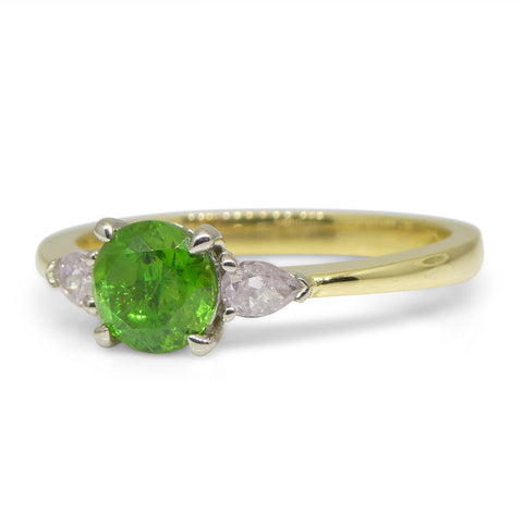 0.92ct Demantoid Garnet & Pink Diamond Statement or Engagement Ring set in 18k Yellow and White Gold