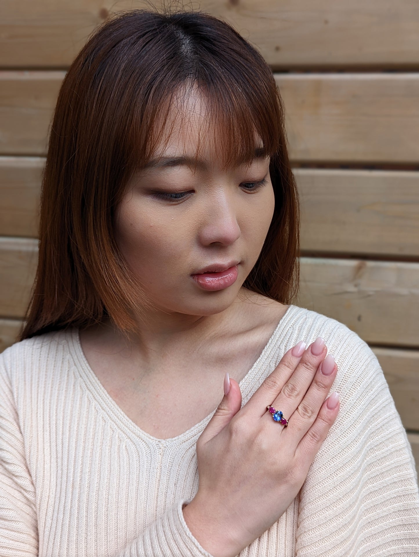 1.81ct Blue Sapphire, Ruby Ring set in 18k White and Yellow Gold - Skyjems Wholesale Gemstones