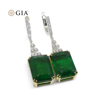 23.38ct Emerald, Diamond Earrings set in 18k White and Yellow Gold, GIA Certified - Skyjems Wholesale Gemstones