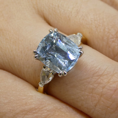 4.30ct Aquamarine, Rose Cut Diamond Ring set in 18k Yellow and White Gold - Skyjems Wholesale Gemstones