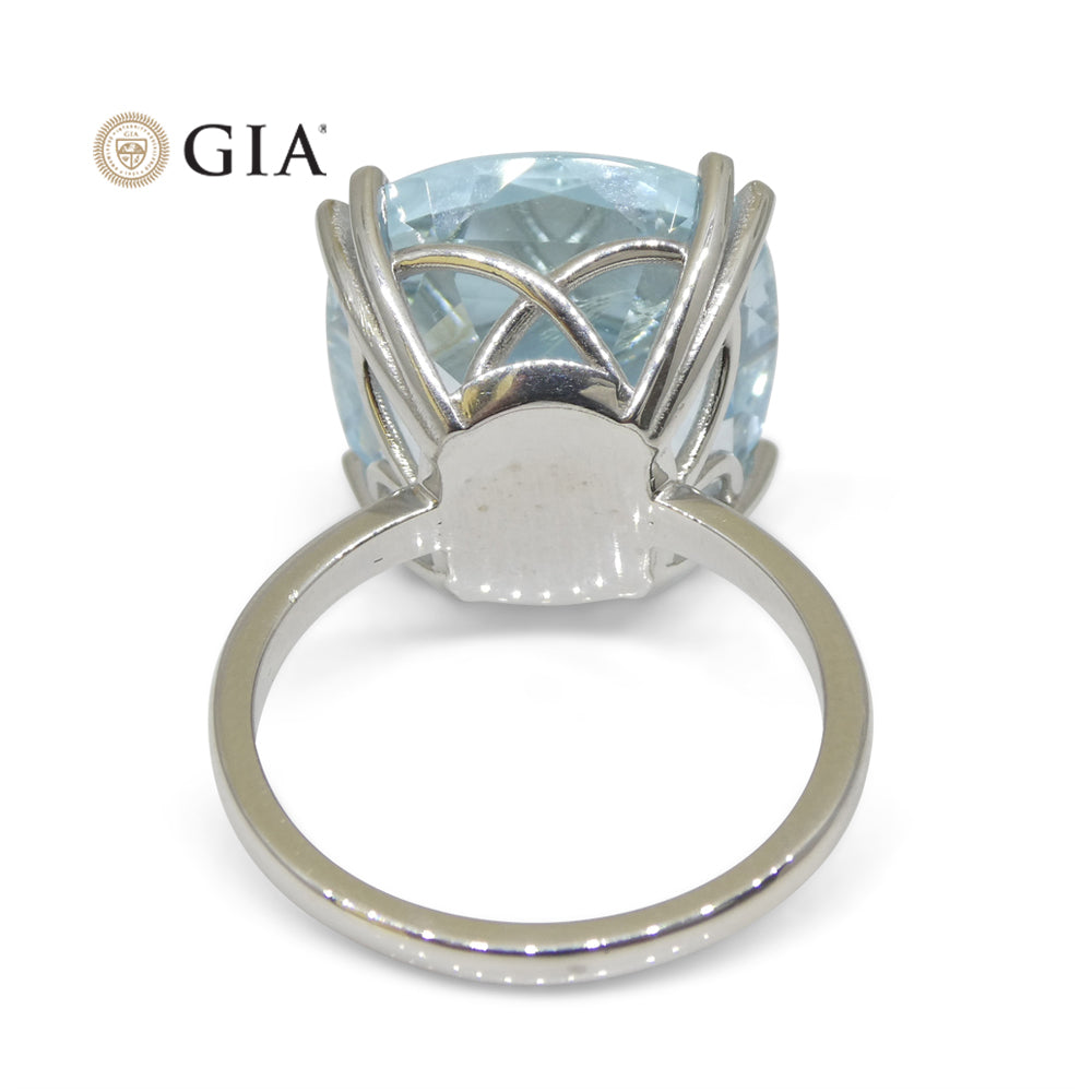 15.46ct Aquamarine Solitaire Ring set in 18k White Gold, GIA Certified - Skyjems Wholesale Gemstones