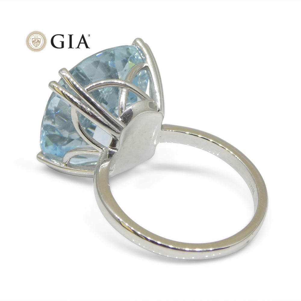 15.46ct Aquamarine Solitaire Ring set in 18k White Gold, GIA Certified - Skyjems Wholesale Gemstones